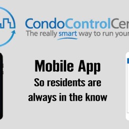 Image of Condo Control Central logo depicting mobile app availability