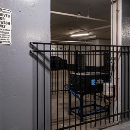 Image of the gated area containing the pressure washing motor.